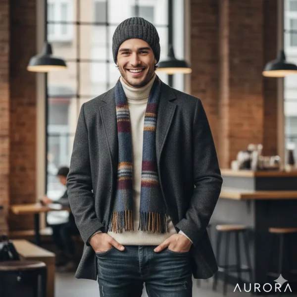 Gorro de invierno tejido en color gris oscuro. El gorro tiene una textura de punto grueso que se ajusta de forma cómoda a la cabeza, cubriendo hasta justo por encima de las cejas. Su diseño es sencillo, sin adornos, y transmite una sensación cálida y acogedora, ideal para protegerse del frío.